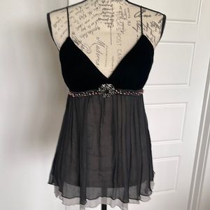 Beautiful velvet and crepe spaghetti strap top